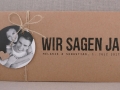 Hochzeitseinladung Hochzeitskarte Kraftpapier HEAVN Schrift GRUNGE 2 mit Fotoanhänger rund und Naturkordel