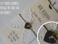 Hochzeitseinladung Hochzeitskarte Vintage elfenbein-choco mit Herzkordel aussen