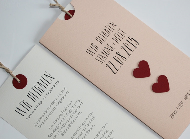 Hochzeitskarte rosa / Wedding Invitation rose