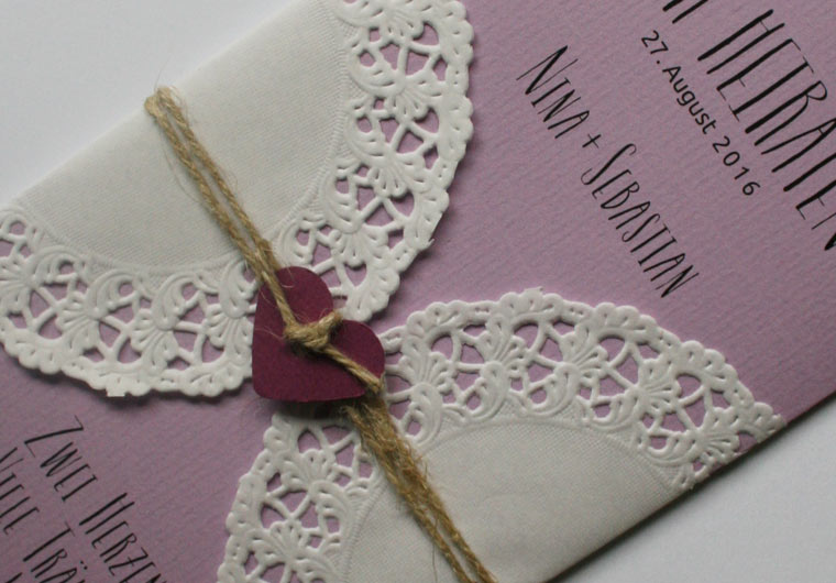 Hochzeitskarte VINTAGE neu in Orchidee!