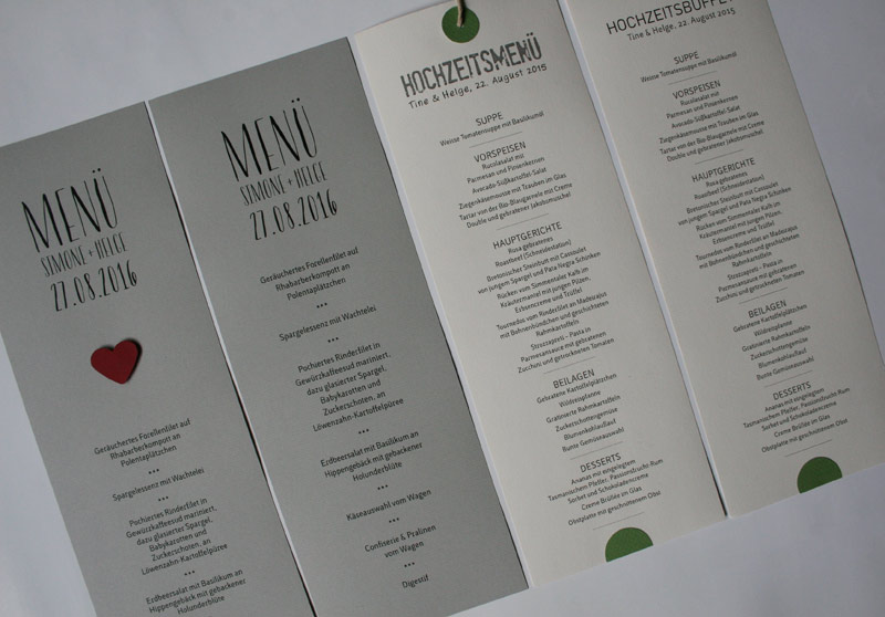 Menükarte Hochzeit XXl Hoch