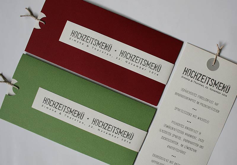 Menükarte Hochzeit mit Kartenhülle Serie Be Pure