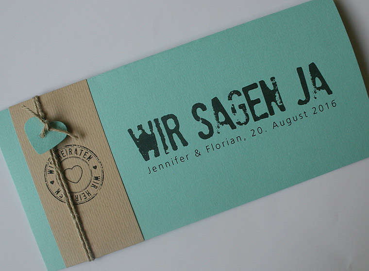 Hochzeitskarte FELINA in creme-mint