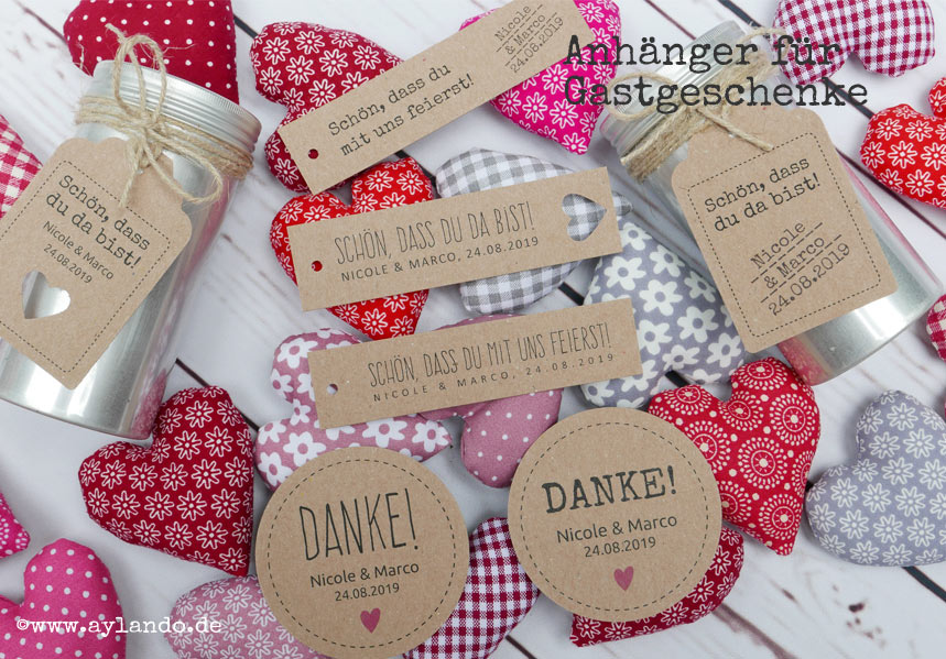 Geschenkanhänger für Gastgeschenke zur Hochzeit aus echtem Kraftpapier!