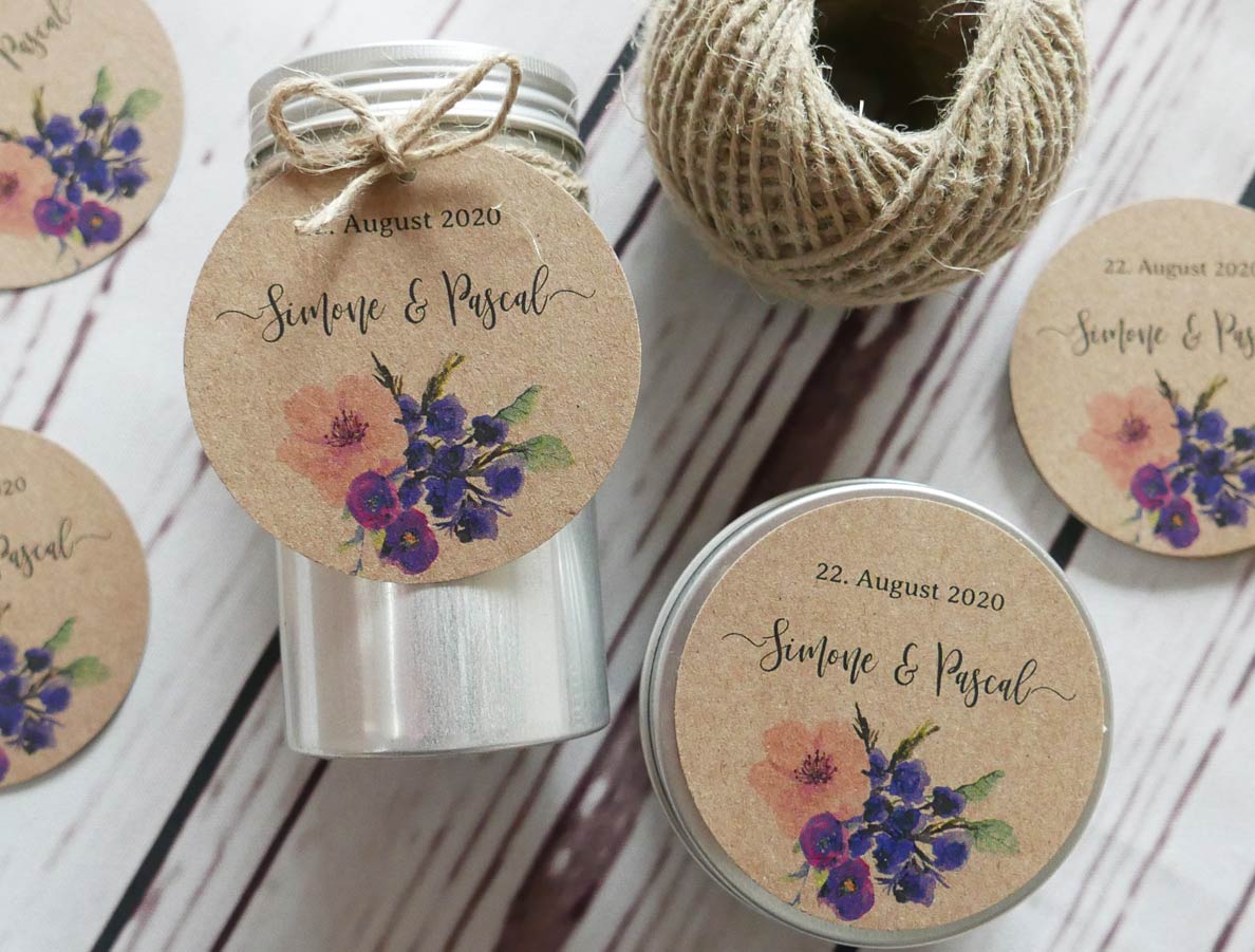 Kraftpapier Anhänger Kreis mit floralem Blumenmuster