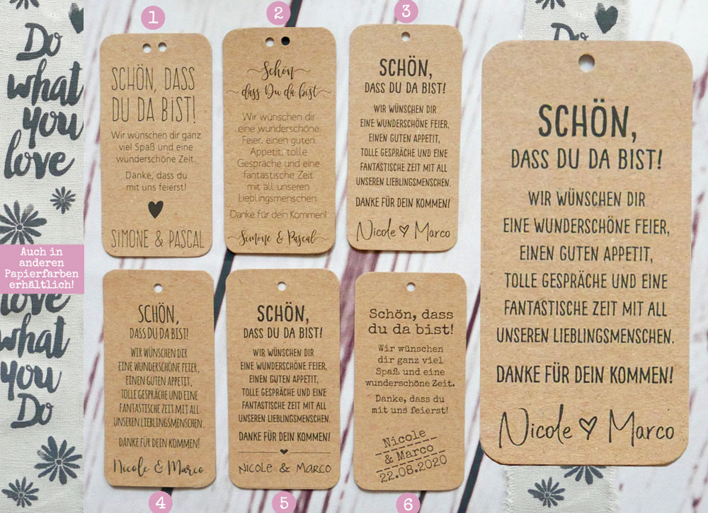 Personalisierter Geschenkanhänger aus Kraftpapier mit abgerundeten Ecken